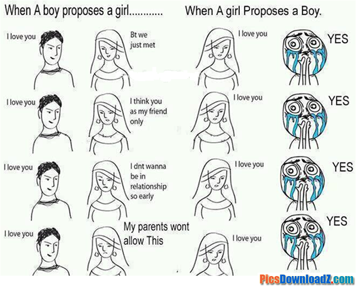 Love Proposal Girls Vs Boys Funny Pics